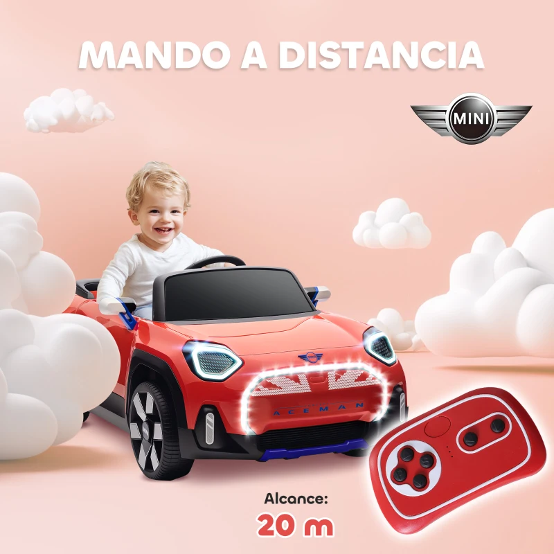 AIYAPLAY Coche Eléctrico para Niños de +3 Años MINI Concept Aceman con Bluetooth Mando a Distancia Motor Doble Rojo