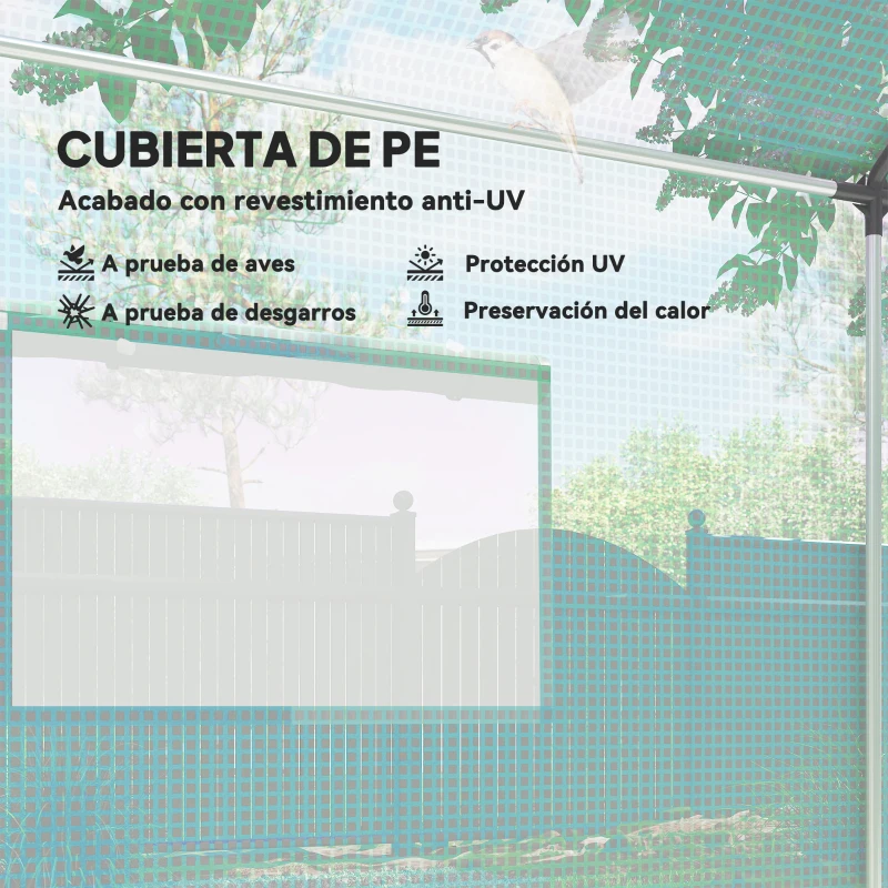 Outsunny Invernadero de Túnel 2x3x2 m con 4 Ventanas de Malla y Puerta con Cremallera Invernadero de Huerto para Jardín Verde