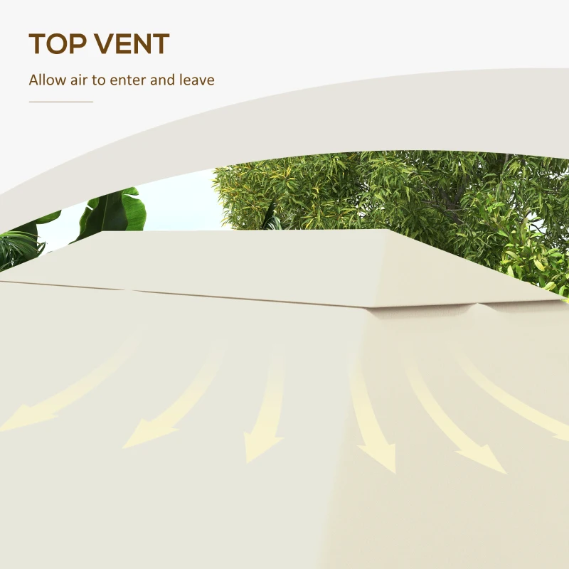 Outsunny 3 x 4m Gazebo Canopy Replacement Cover, Gazebo Roof Replacement (TOP COVER ONLY), Cream