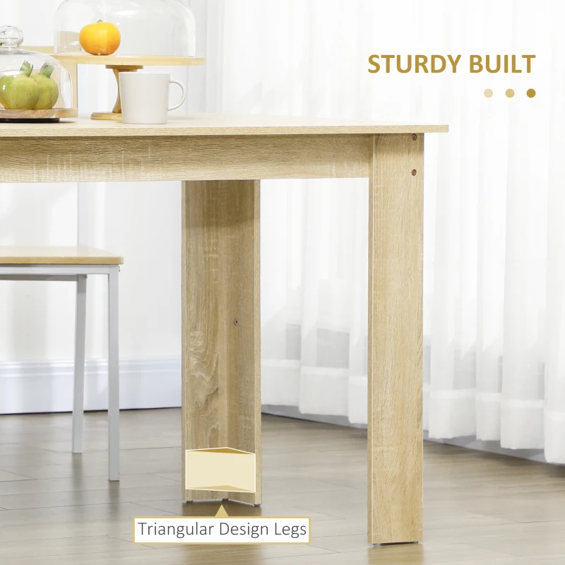 HOMCOM Dining Table for 4-6 People, Kitchen Table with Wood Effect for Dining Room, Oak