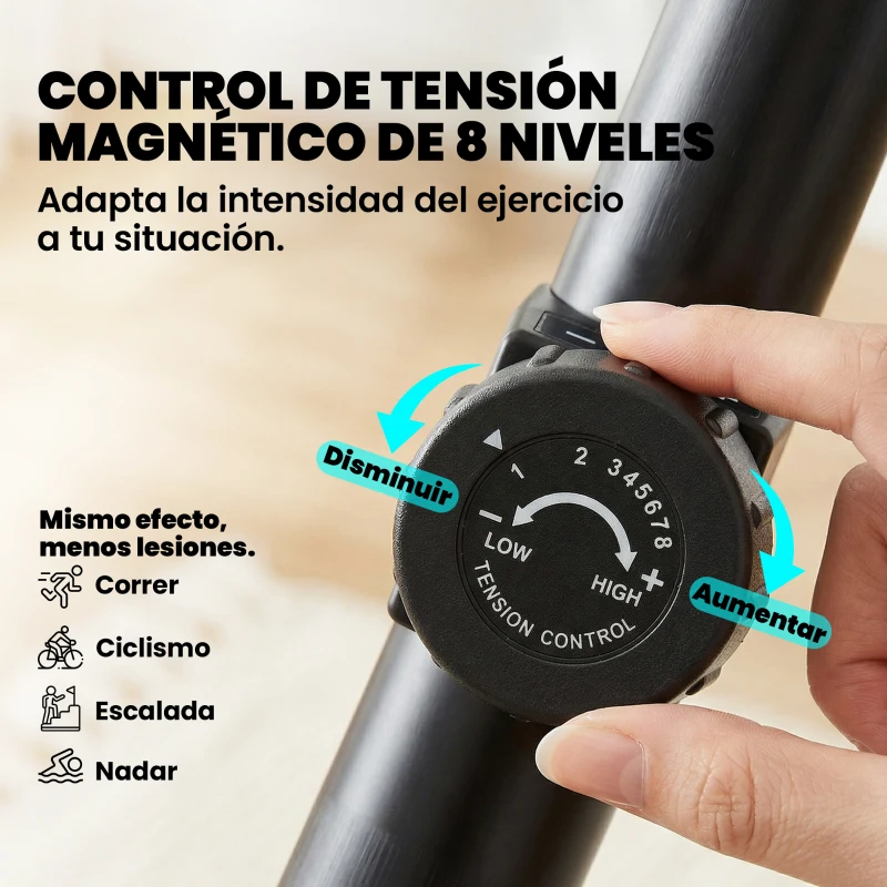 HOMCOM Bicicleta Estática con Respaldo de 8 Niveles de Resistencia Volante Asiento Ajustable Pantalla LCD y Soporte
