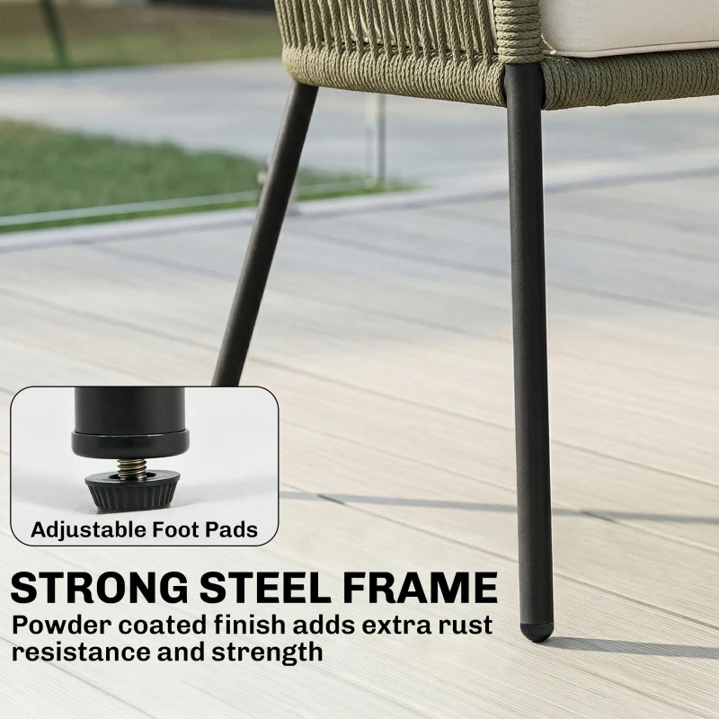 Outsunny Conjunto de Jardim Exterior 4 Lugares Sofá 2 Lugares 2 Poltronas e Mesa de Centro Vidro Temperado PP Redondo Trançado Creme