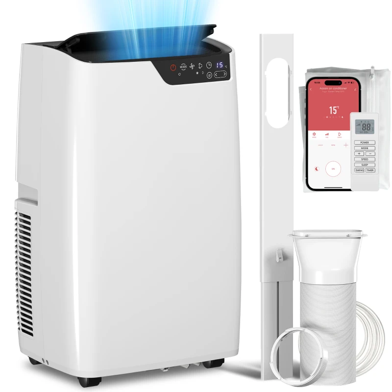 HOMCOM Portable Air Conditioner 14000 BTU, 4-in-1 AC Unit with Cool, Dehumidifier, Fan, Sleep Mode, WiFi Voice Remote Control