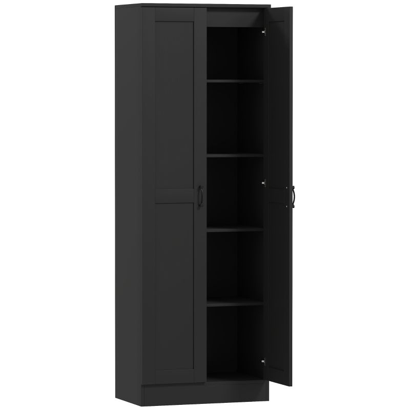HOMCOM Armoire 2 portes meuble de rangement avec 5 étagères, style contemporain, 60L x 36,5l x 175H noir