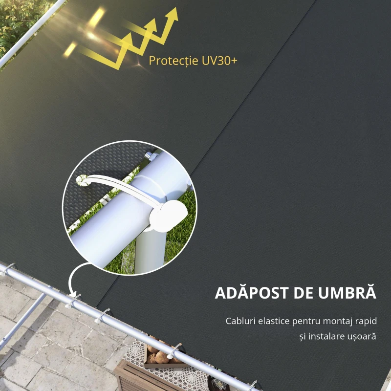 Outsunny Pergola mobila 3 x 3(m), Foisor de gradina cu roti, Gri