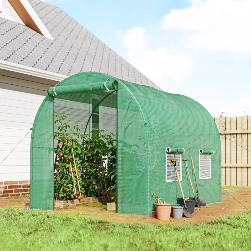 Outsunny 245 x 200cm Polytunnel Greenhouse - Green