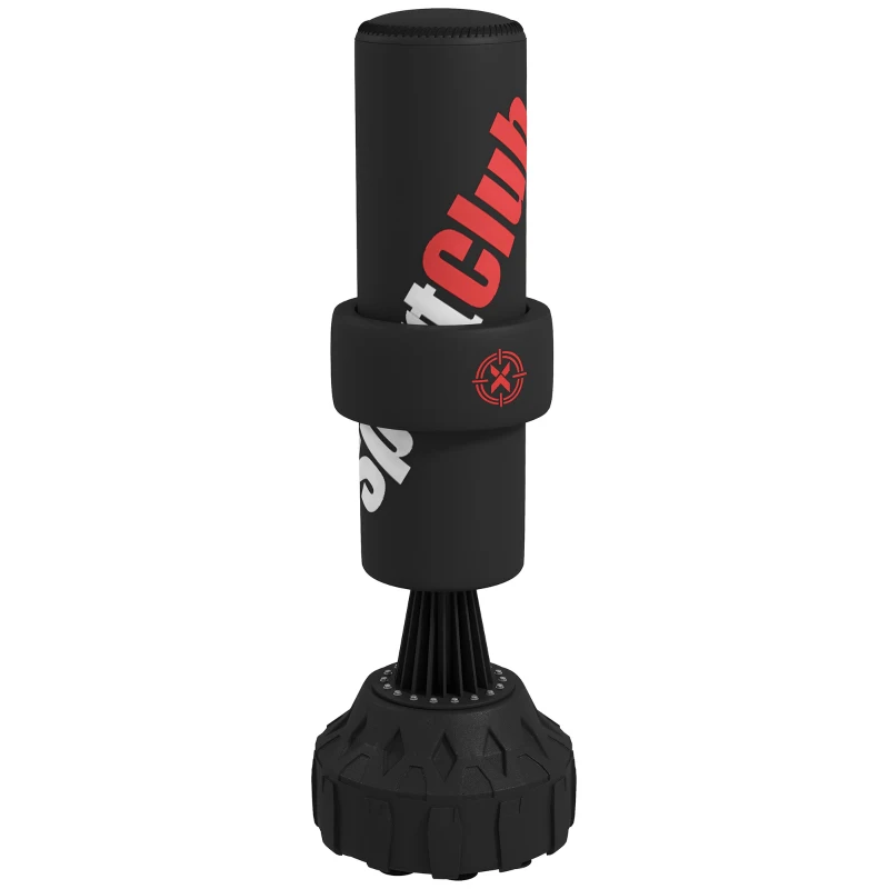 SPORTNOW Saco de Boxeo de Pie 175 cm para Adultos Altura Ajustable de Banda Base Rellenable con Ventosas Amortiguador Negro