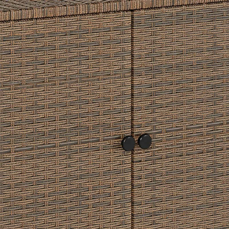 Outsunny Carrinho de Serviço em Rattan com Tampo de Eucalipto FSC, Prateleira, Rodas e Pegador Lateral 95 x 54 x 84 cm