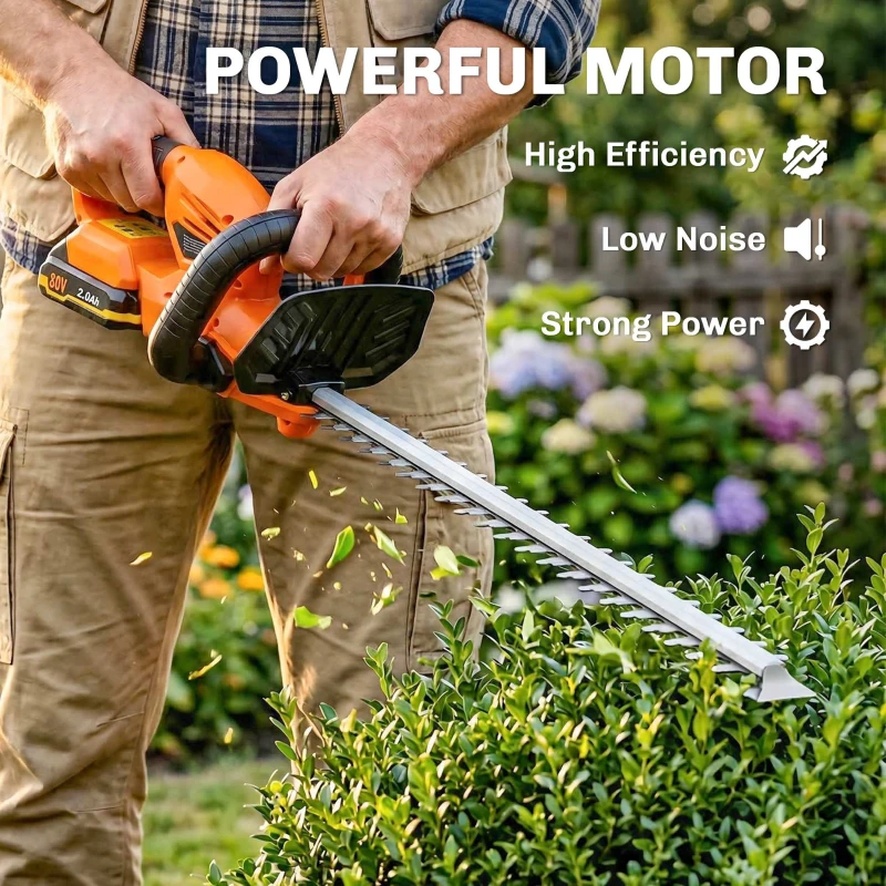 Outsunny Nożyce do żywopłotu Elektryczne Bezprzewodowe z Akumulatorem 100 W Długość Cięcia 51 cm ABS Pomarańczowy