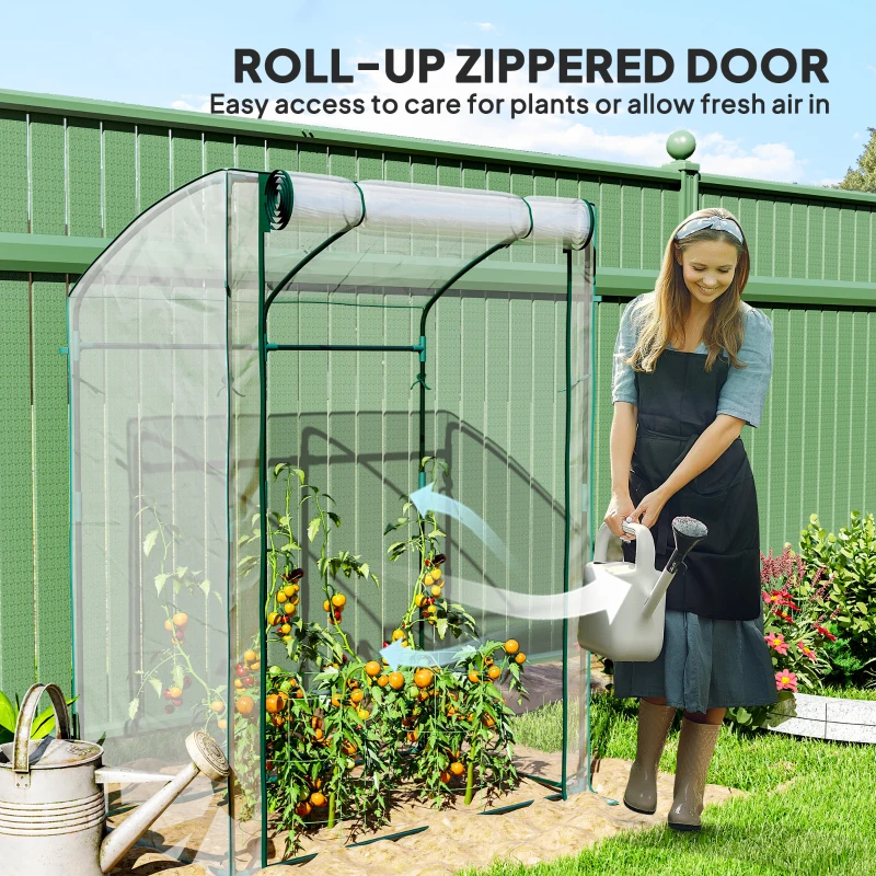 Szklarnia z drzwiami, łukowy dach, stalowa konstrukcja, zimowa