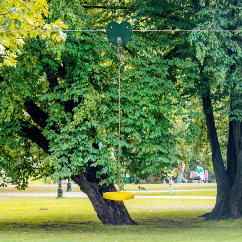 Outsunny Kits de tyroliennes pour enfants 6-10 ans poignée antidérapante corde réglable dispositif de protection d'arbre