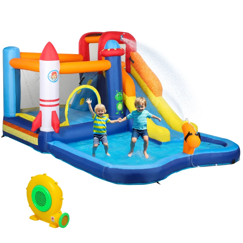 AIYAPLAY Castello Gonfiabile Parco Acquatico 5 in 1, 360x250x195cm, Multicolore