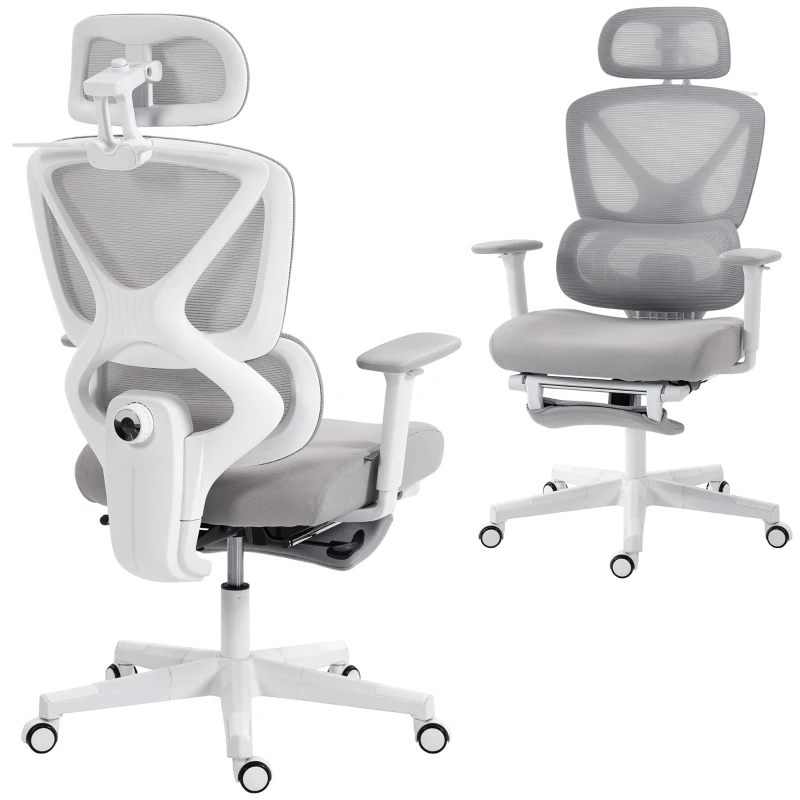 HOMCOM Ergonomic and Adjustable Office Chair - Grey