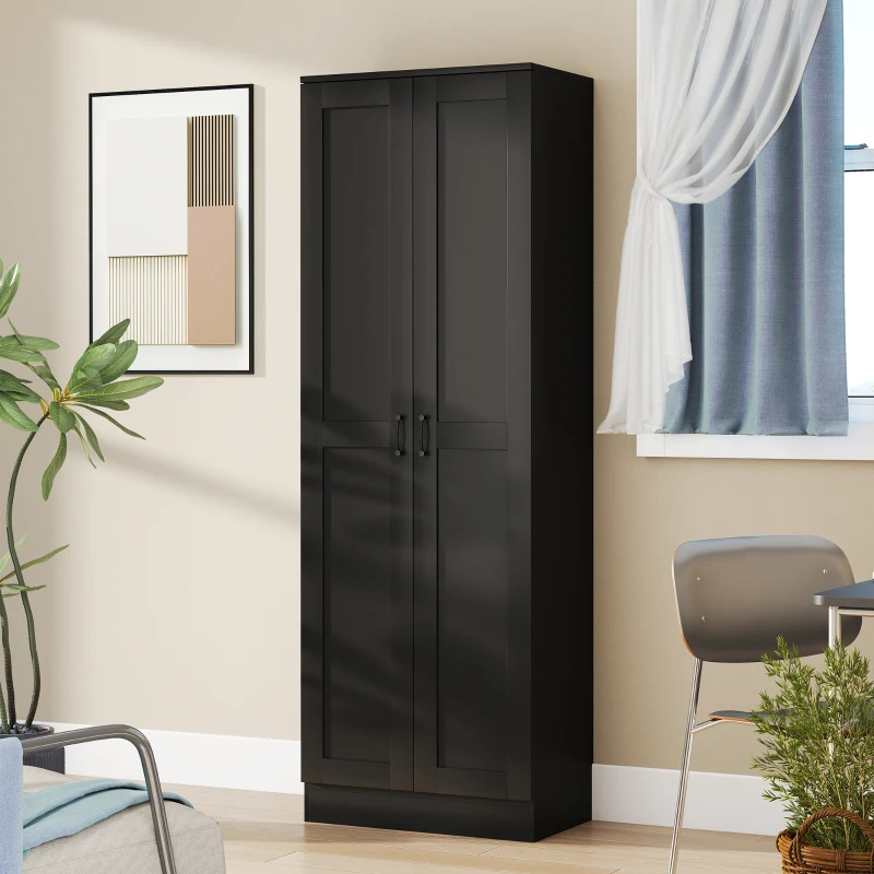 HOMCOM Armoire 2 portes meuble de rangement avec 5 étagères, style contemporain, 60L x 36,5l x 175H noir