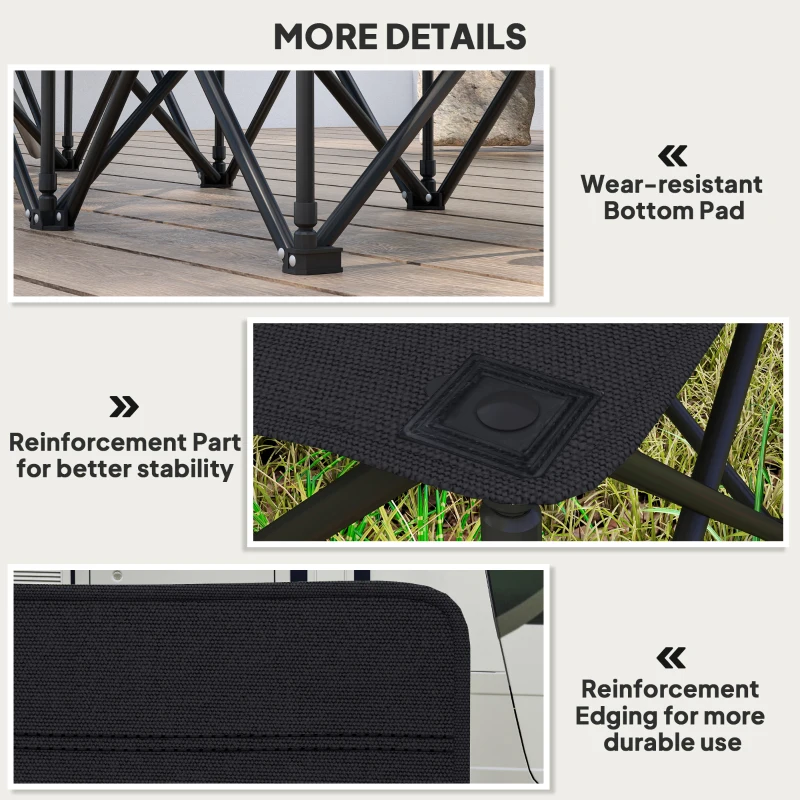 Outsunny 6 Seater Folding Camping Chair with Cup Holder & Carry Bag - Black