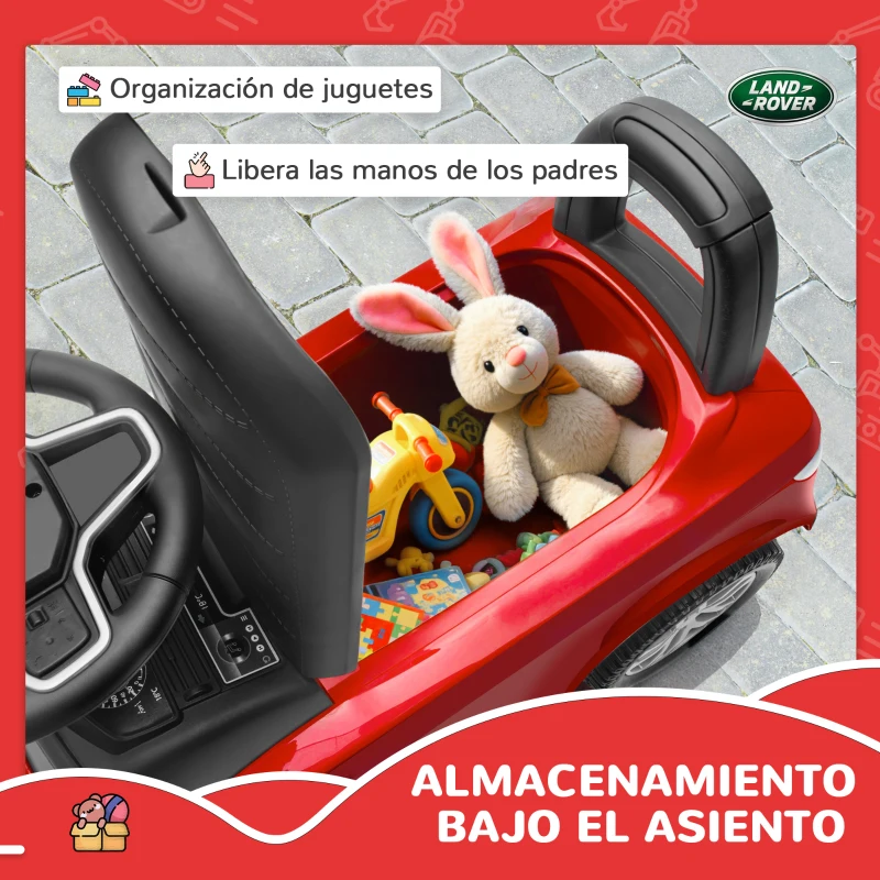 AIYAPLAY Coche Correpasillos con Licencia de Land Rover para Niños 18-36 Meses con Almacenaje Bocina Sonidos de Motor Rojo