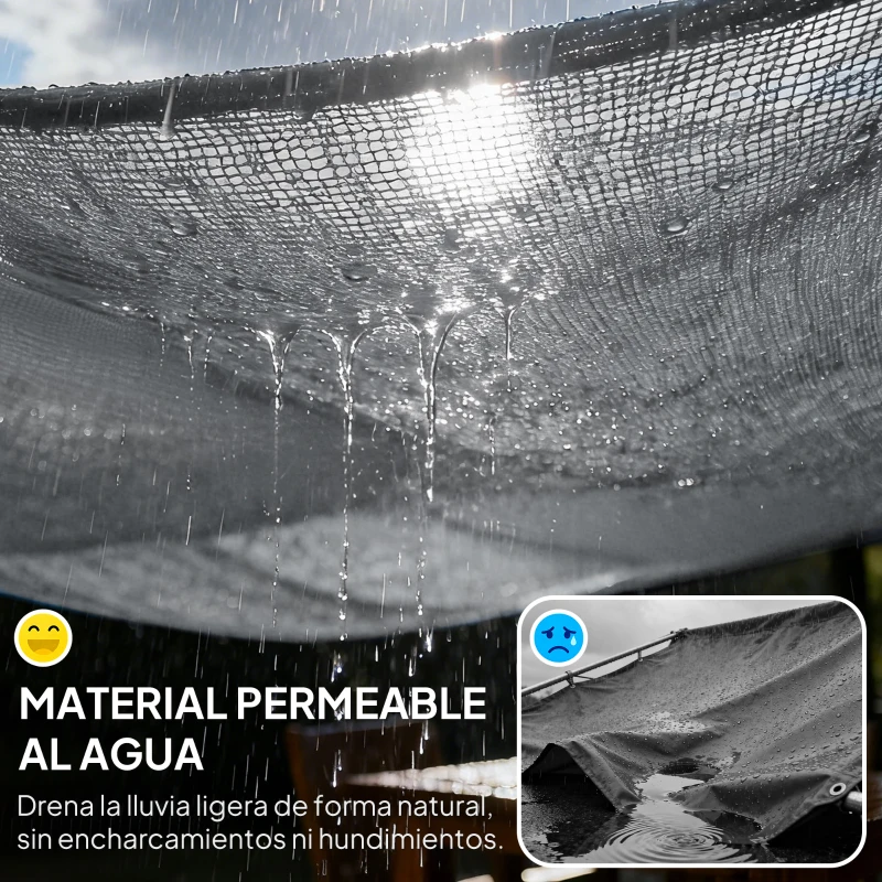 Outsunny Toldo Vela Rectangular 4x3 m Protección Rayos UV con Bolsa de Transporte Anillas de Acero Inoxidable y Cuerdas Gris