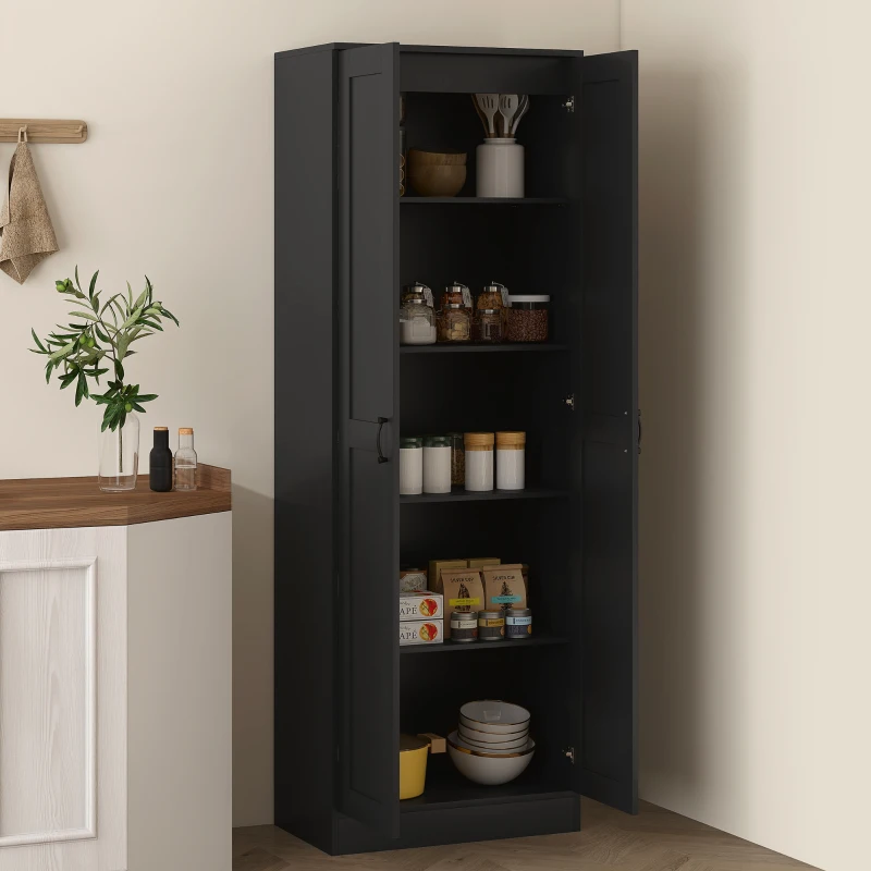 HOMCOM Armoire 2 portes meuble de rangement avec 5 étagères, style contemporain, 60L x 36,5l x 175H noir