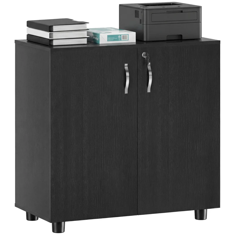 Vinsetto Dulap de Birou pentru Documente Multifuncțional cu Încuietoare, 2 Uși și Raft Interior, 80x40x80 cm, Negru