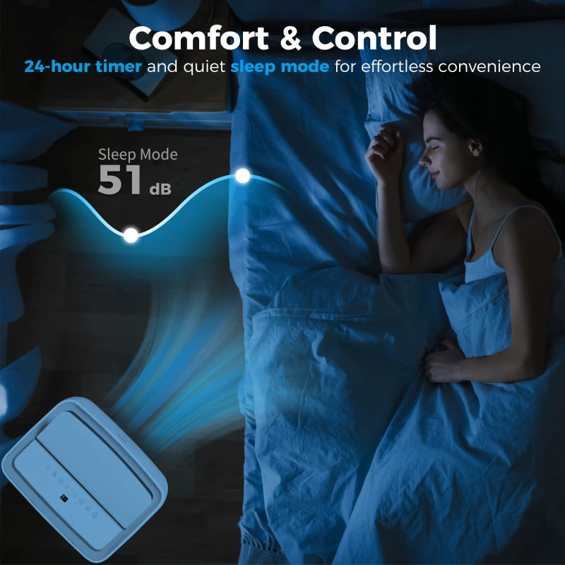 HOMCOM Portable Air Conditioner 12000 BTU, 4-in-1 Air Conditioning Unit, Dehumidifier, Cooling, Fan, Sleep Mode with 2 Speeds, Remote, LED Display, 24H Timer, Window Kit, Child Lock, 35m², Cream