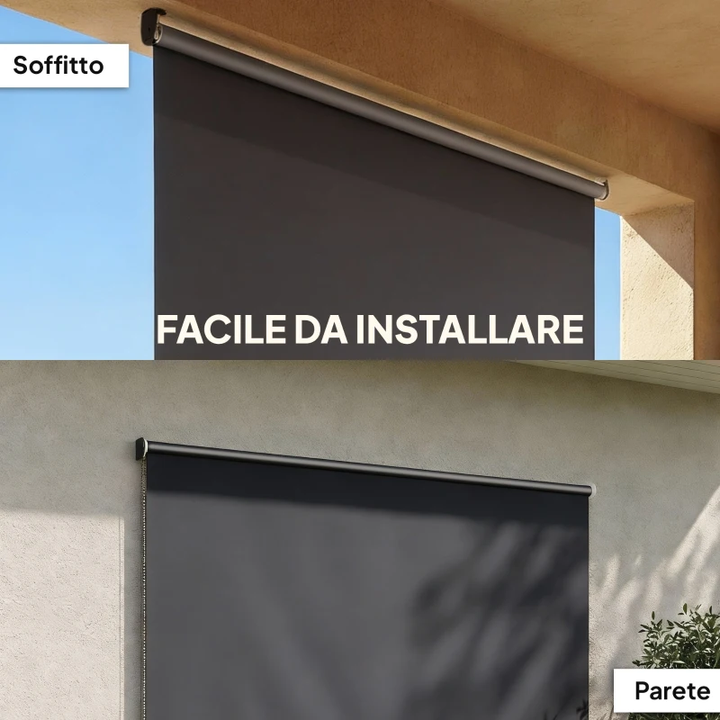 Outsunny Tenda a Rullo Avvolgibile in Poliestere Anti-UV con Catenella, 240x160 cm, Grigio Scuro