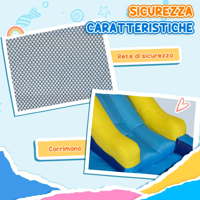AIYAPLAY Castello Gonfiabile Parco Acquatico 5 in 1, 360x250x195cm, Multicolore