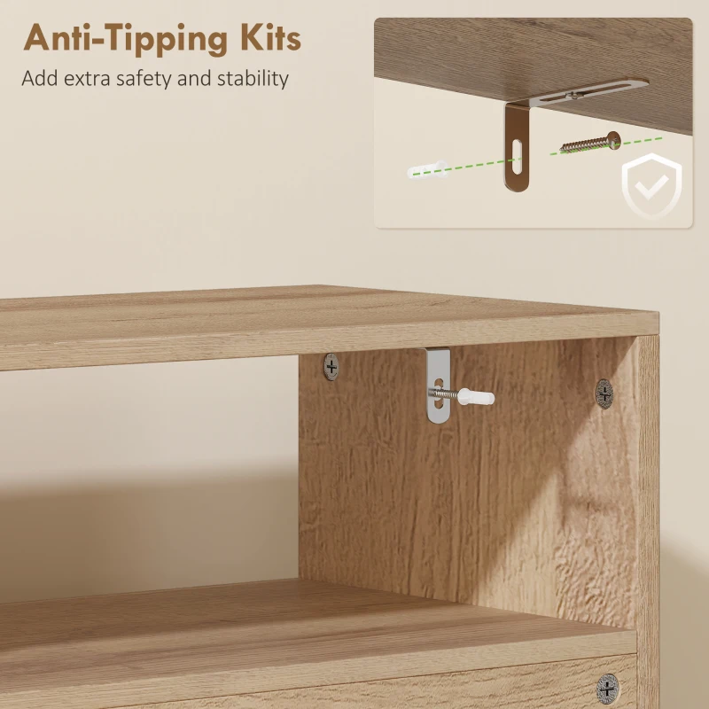 HOMCOM Shoe Cabinet with 2 Flip Drawers, Narrow Shoe Storage Top for Entryway Hallway, Walnut Brown