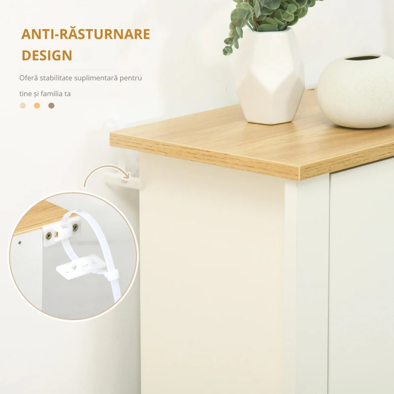 HOMCOM Dulap modern pentru pantofi, pentru maximum 12 perechi, cu 2 sertare reglabile și detașabile, din lemn, 72x26x80 cm, alb