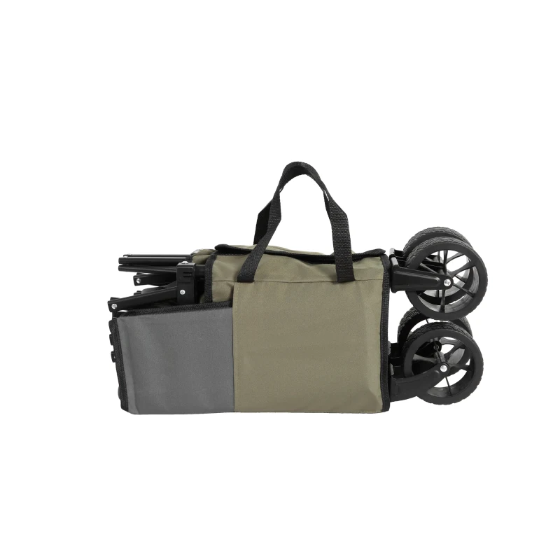 Faltbarer Bollerwagen, für Camping, Einkaufen, 77 x 48 x 45 cm, Armeegrün