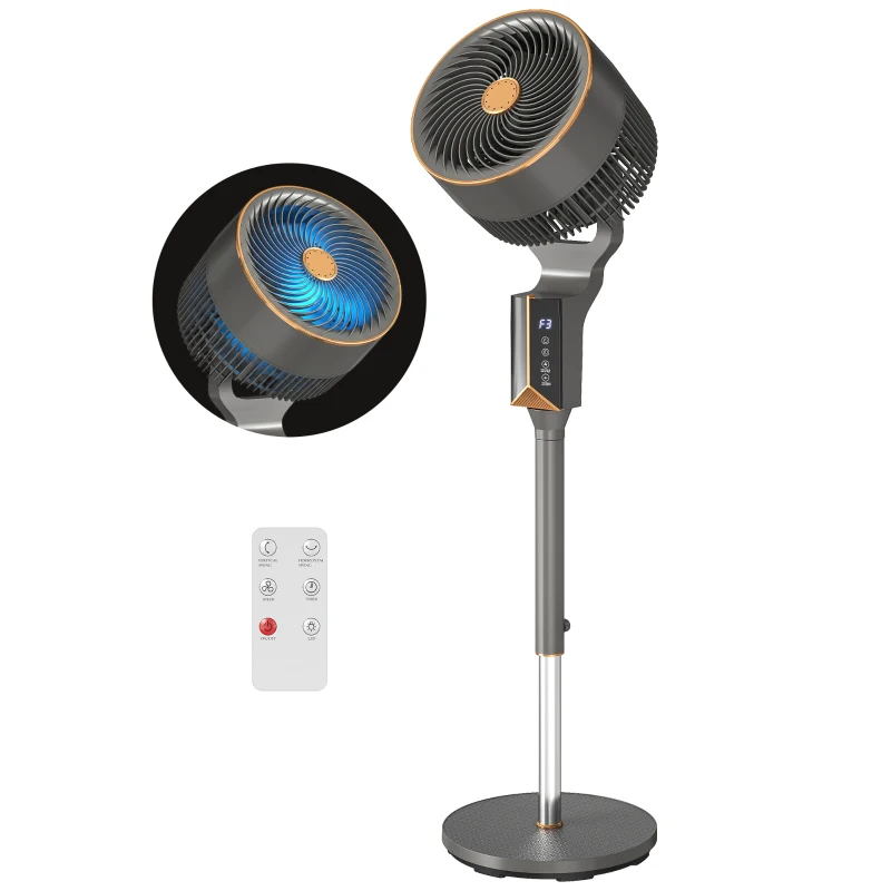 HOMCOM 20 dB Silent Standing Fan for Bedroom, 46" Pedestal Fan with Remote, 85° Oscillating, 8 Speeds