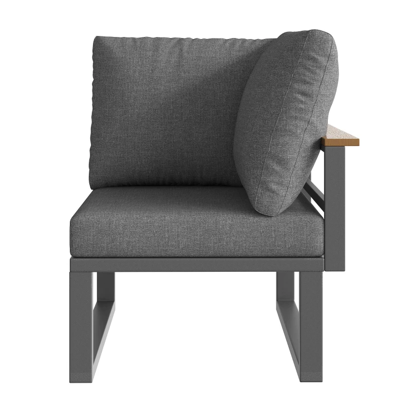 Stylish Modular Garden Sofa Set with Washable 9 cm Cushions, Versatile Garden Furniture Set for 6-7 Seater, 177L x 177W x 79H cm, Gray