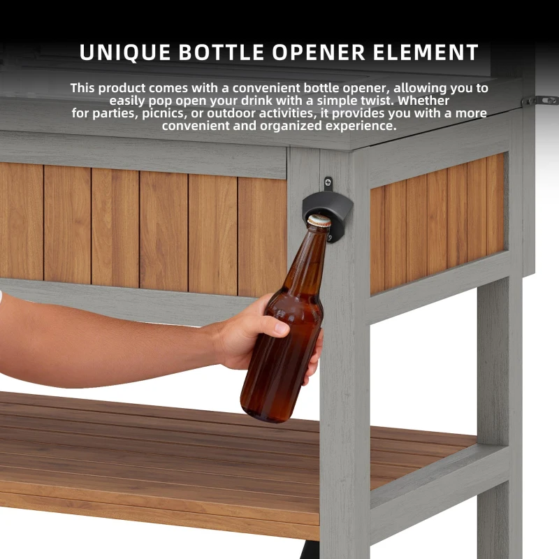 Weatherproof Garden Cabinet with Large Work Surface, Outdoor Kitchen Sideboard with Adjustable Shelves, 80L x 51W x 148.5H cm, Natural