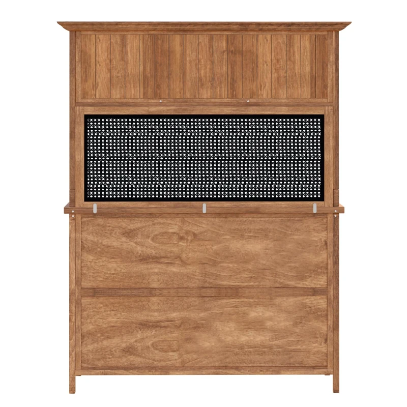 Freestanding Outdoor Cupboard with Drawers, Pegboard and Shelves, Sturdy Storage Cabinet for Kitchen, 120L x 50W x 185H cm, Natural