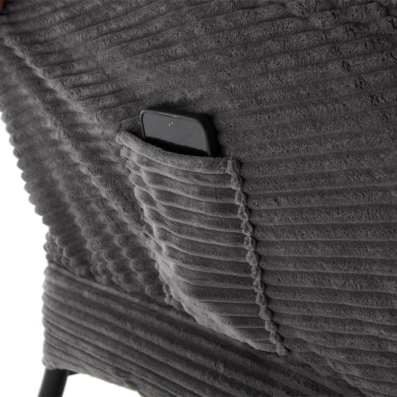 Lounge-Sessel mit Hocker, Armlehnen und einer Seitentasche, Flanellbezug, 69.9x64.0x95.0 cm, Grau