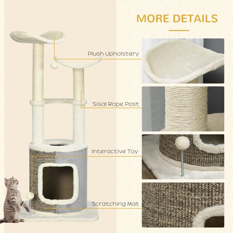 PawHut Drapak dla kota z budką, drzewko wspinaczkowe, szary