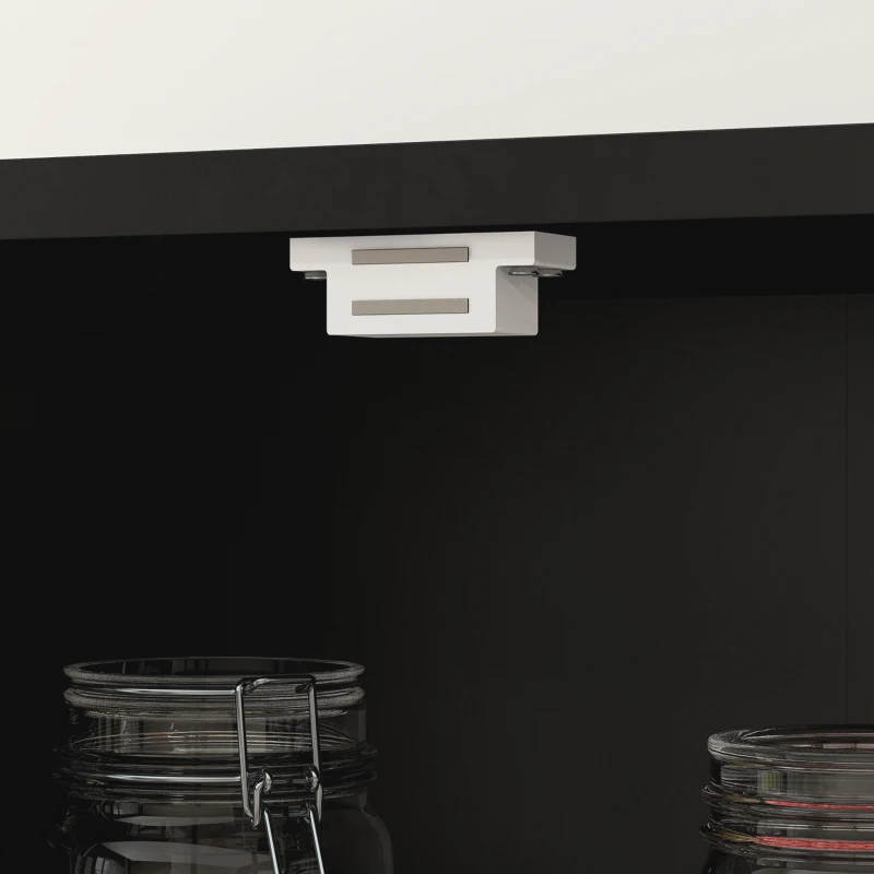 HOMCOM Buffet haut armoire de cuisine 4 portes dont 2 portes vitrées et 1 tiroir hauteur 160 cm avec étagères en bois noir