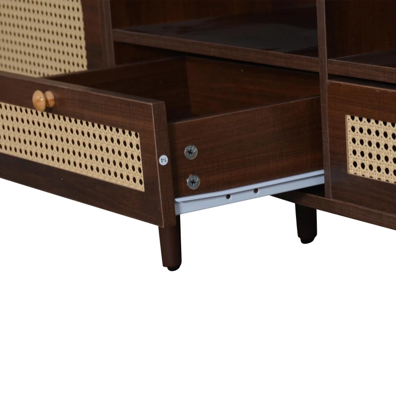 Modern TV Entertainment Centre with 2 Drawers & 2 Cabinets, Sturdy Media Cabinet for Living Rooms, 200L x 37W x 49.5H cm, Wood