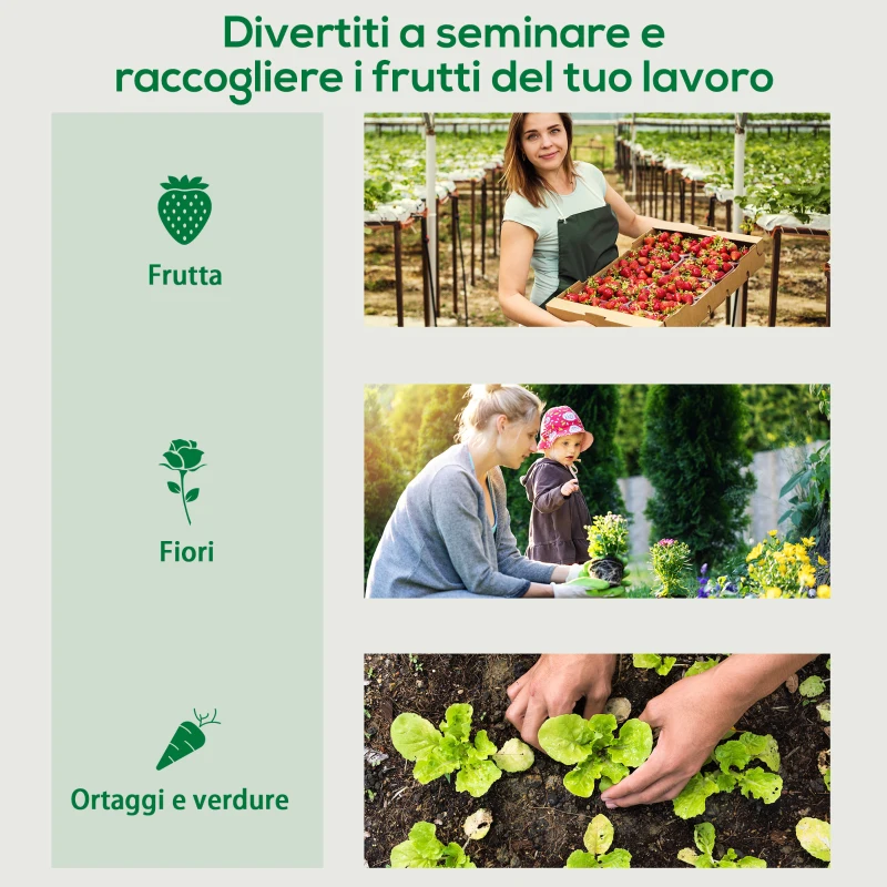 Outsunny Serra da Giardino in PE e Acciaio con 4 Picchetti, 2 Finestre e Copertura Rinforzata, 200x77x148-169cm
