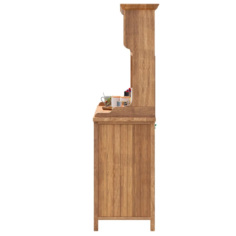 Freestanding Outdoor Cupboard with Drawers, Pegboard and Shelves, Sturdy Storage Cabinet for Kitchen, 120L x 50W x 185H cm, Natural
