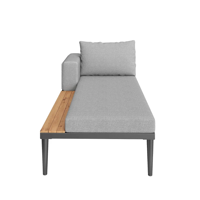 Modular Outdoor Double Chaise Lounge with Sturdy Iron Frame, Stylish Garden Sun Lounger for Patio & Poolside, 150L x 140W x 55H cm, Gray