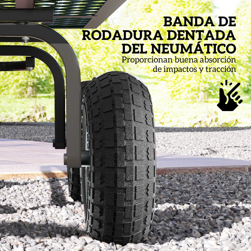 Outsunny Juego de 4 Ruedas para Carretilla Neumáticos de Goma Ø255 x 75 mm Eje de 16 mm Carga 80 kg Negro