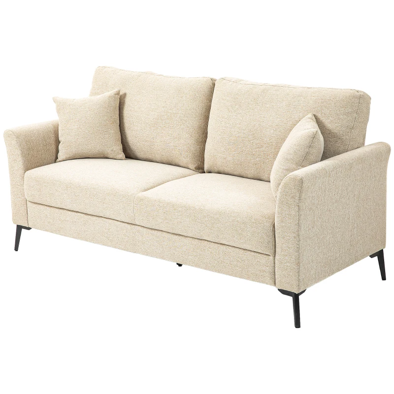 HOMCOM Sofa 2-osobowe, tapicerka lniana, metalowe nogi, poduszki