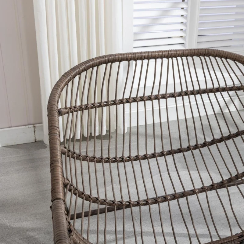 Poltrona a uovo dondolante con cuscino imbottito spesso, Interni & Esterni Poltrona a dondolo comoda, 111x94,5x80 cm, Grigio scuro