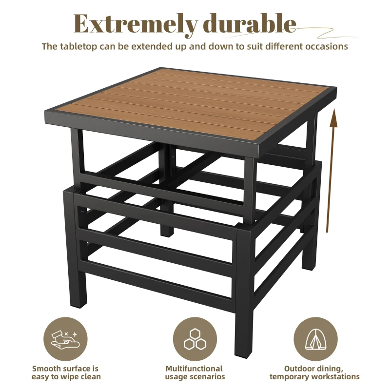 4-5 Seater Outdoor Furniture Set with Extendable Lift-Top Coffee Table, Versatile Outdoor Sofa Set for Patio, 224L x 56W x 65H cm, Gray