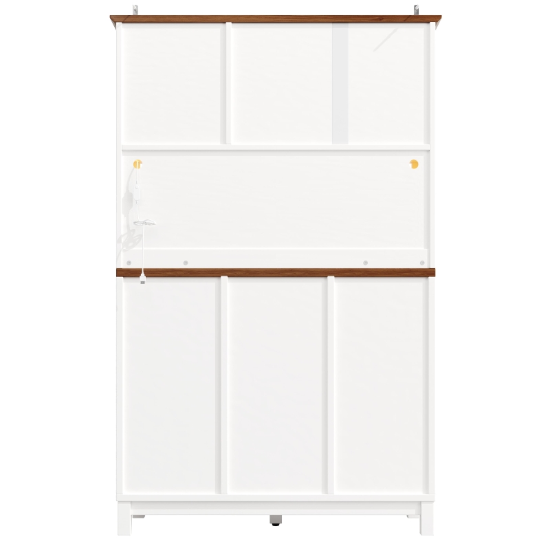 Modern Cabinet with App-Controlled RGB LED Lighting and Music Sync, Tall Sideboard with Adjustable Shelves, 104L x 40W x 180H cm, White