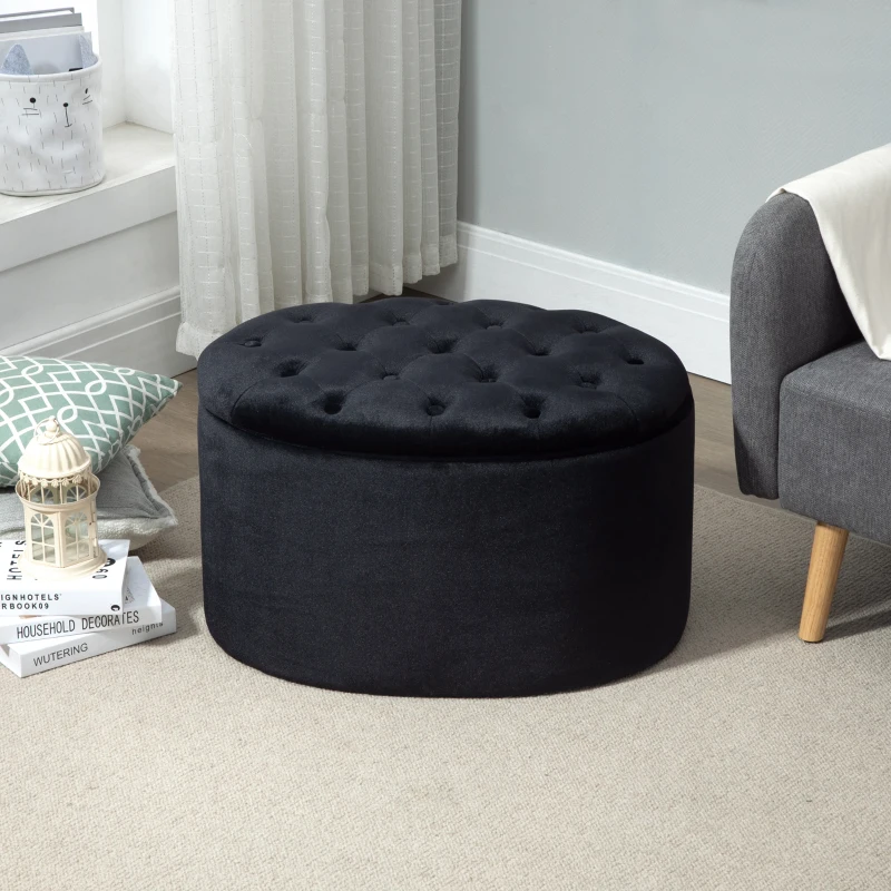 HOMCOM Banc de rangement rembourré avec espace de rangement pour couloir chambre salon 71 x 52 x 42 cm noir