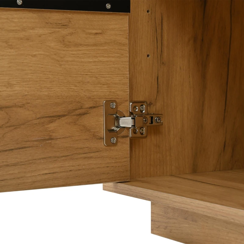 Modern Storage Cabinet with Soft-Close Hinges & Adjustable Shelves, Multifunctional Sideboard for Living Areas, 140L x 40W x 70H cm, Wood