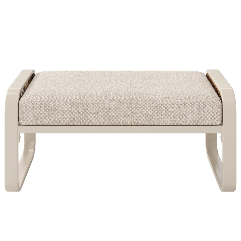 Modular Garden Lounge Set with Thick Elastic Foam Cushions, Versatile Garden Sofa Set with Glass Side Table, 178L x 61W x 76H cm, Beige