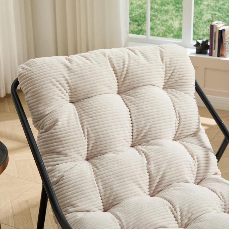 Sedia a dondolo da esterno con cuscino confortevole, per soggiorno, camera da letto, sala lettura, 75x116x82 cm, Bianco