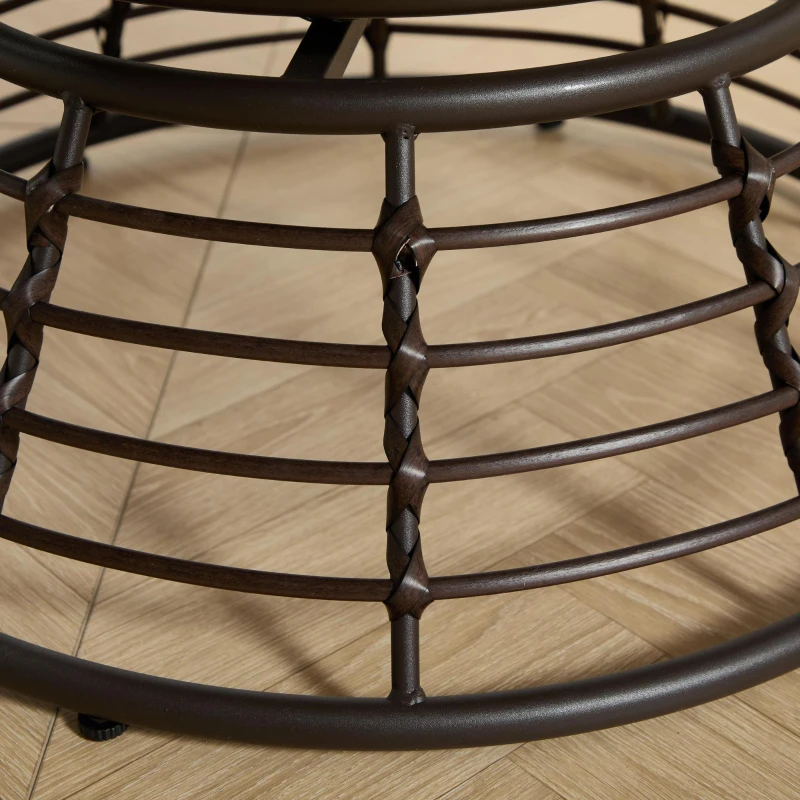 Poltrona Papasan, girevole a 360°, cuscino spesso, struttura in acciaio, 92x92x67 cm, Beige